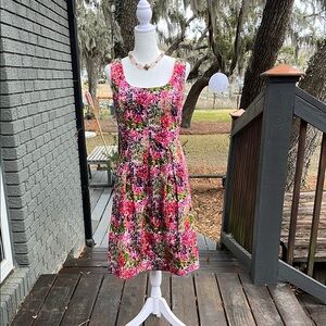 Floral Scoop Neck Sundress with pockets and stitched bodice detail